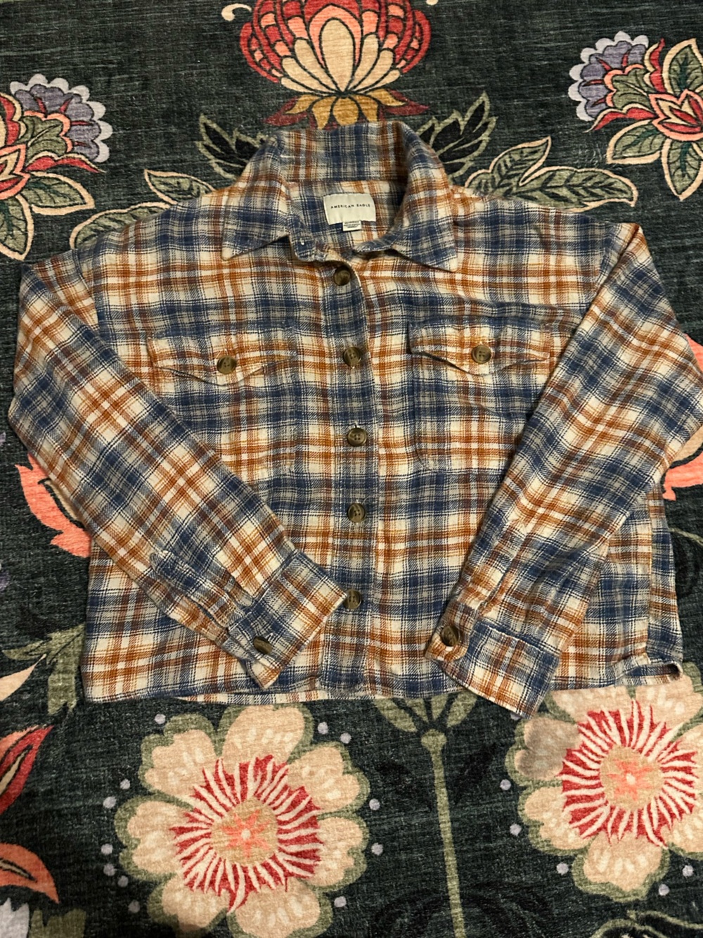 American Eagle Plaid Button Up Shirt XS 🍂